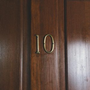 close-up of door with room number ten